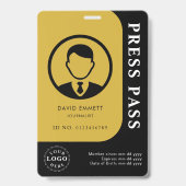 Professioneel Zwart Gouden Media Pas Foto Barcode Badge (Voorzijde)
