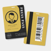 Professioneel Zwart Gouden Media Pas Foto Barcode Badge (Voor- en achterkant)