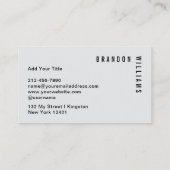 Professioneel Zwart Grijs Modern Minimaal Monogram Visitekaartje (Achterkant)