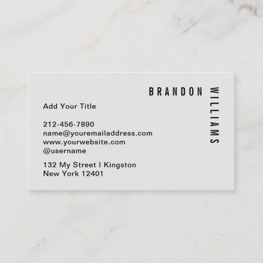 Professioneel Zwart Grijs Modern Minimaal Monogram Visitekaartje (Achterkant)