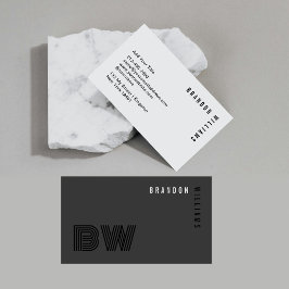 Professioneel Zwart Grijs Modern Minimaal Monogram Visitekaartje