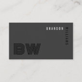 Professioneel Zwart Grijs QR Code Minimal Monogram Visitekaartje (Voorkant)