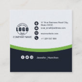 Professioneel Zwart Groen voeg uw Logo QR-code toe Vierkante Visitekaartje (Achterkant)