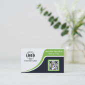 Professioneel Zwart Groen voeg uw Logo QR-code toe Visitekaartje (Staand voorkant)