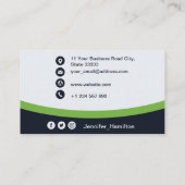 Professioneel Zwart Groen voeg uw Logo QR-code toe Visitekaartje (Achterkant)