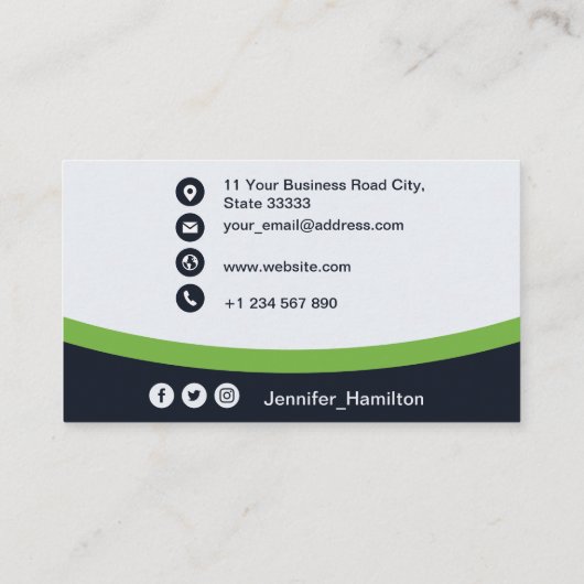 Professioneel Zwart Groen voeg uw Logo QR-code toe Visitekaartje (Achterkant)