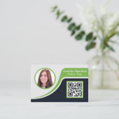 Professioneel Zwart Groen voeg uw Logo QR-code toe Visitekaartje (Staand voorkant)