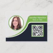 Professioneel Zwart Groen voeg uw Logo QR-code toe Visitekaartje (Voorkant)
