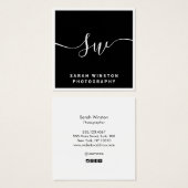 Professioneel zwart-handtekeningendiagram vierkante visitekaartjes (Voorkant /achterkant)