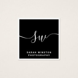 Professioneel zwart-handtekeningendiagram vierkante visitekaartjes