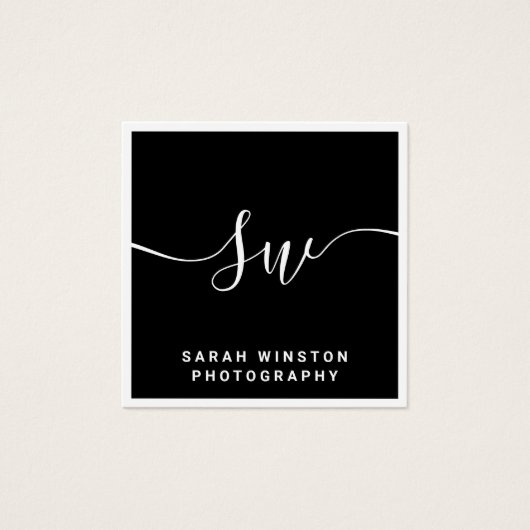 Professioneel zwart-handtekeningendiagram vierkante visitekaartjes (Voorkant)