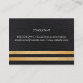 Professioneel zwart leder/gouden glitterstrips visitekaartje (Achterkant)