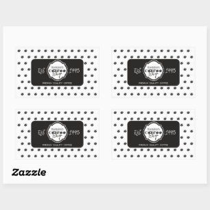 Professioneel zwart logo voor koffiezaak op maat rechthoekige sticker