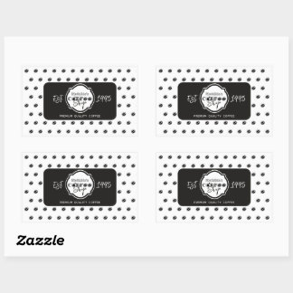 Professioneel zwart logo voor koffiezaak op maat rechthoekige sticker
