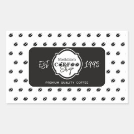 Professioneel zwart logo voor koffiezaak op maat rechthoekige sticker