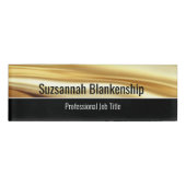 Professioneel zwart & luxe gouden lint aangepast naambadge (Voorkant)