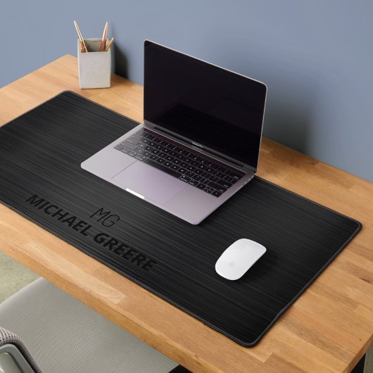 Professioneel zwart metallisch monogram bureaumat