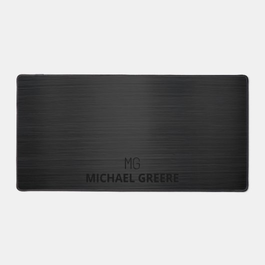 Professioneel zwart metallisch monogram bureaumat (Voorkant)