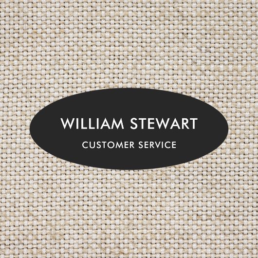 Professioneel Zwart Minimaal Ovaal Personeel Naamplaatje