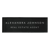 Professioneel Zwart Modern Bedrijf Naambadge (Voorkant)