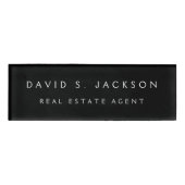 Professioneel Zwart Modern Bedrijf Naambadge (Voorkant)