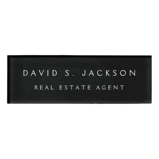 Professioneel Zwart Modern Bedrijf Naambadge (Voorkant)