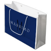 Professioneel Zwart Monogram Blauw Uw Naam Groot Cadeauzakje (Voorkant Gekanteld)