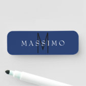 Professioneel Zwart Monogram Blauw Uw Naam Naamplaatje (In situ)