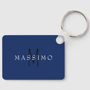 Professioneel Zwart Monogram Blauw Uw Naam Sleutelhanger