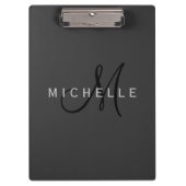 Professioneel Zwart Monogram Grijs Jouw naam Klembord (Voorkant)