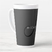 Professioneel Zwart Monogram Grijs Jouw naam Latte Mok (Linkerhoek)