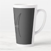 Professioneel Zwart Monogram Grijs Jouw naam Latte Mok (Rechts)