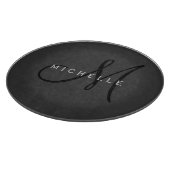 Professioneel Zwart Monogram Grijs Jouw naam Snijplank (Hoek)