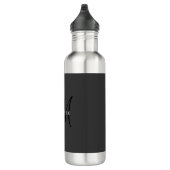 Professioneel Zwart Monogram Grijs Jouw naam Waterfles (Rechts)