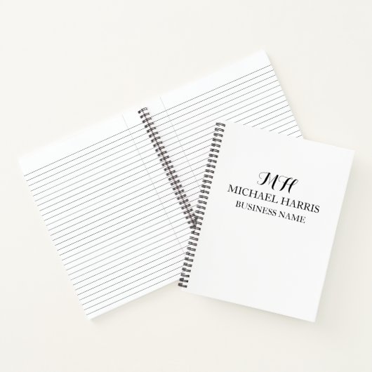 Professioneel Zwart Monogram Initiaal Bedrijf Notitieboek (Binnen)