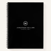 Professioneel zwart monogram Initiaal Medallion Notitieboek (Voorkant)