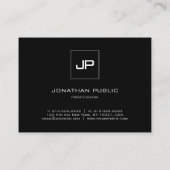 Professioneel zwart monogram wit elegant modern visitekaartje (Achterkant)