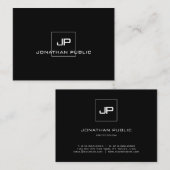 Professioneel zwart monogram wit elegant modern visitekaartje (Voorkant / Achterkant)