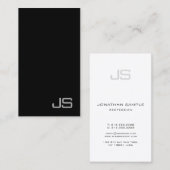 Professioneel zwart monogram wit helder charmerend visitekaartje (Voorkant / Achterkant)
