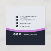 Professioneel zwart Paars voegt uw Logo QR-code to Vierkante Visitekaartje (Achterkant)