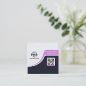 Professioneel zwart Paars voegt uw Logo QR-code to Vierkante Visitekaartje (Staand voorkant)