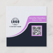 Professioneel zwart Paars voegt uw Logo QR-code to Vierkante Visitekaartje (Voorkant)