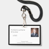 Professioneel zwart personeels-ID-badge met barcod Badge (Voorzijde met lanyard)