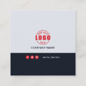 Professioneel zwart rood voeg uw Logo QR-code toe Vierkante Visitekaartje (Achterkant)