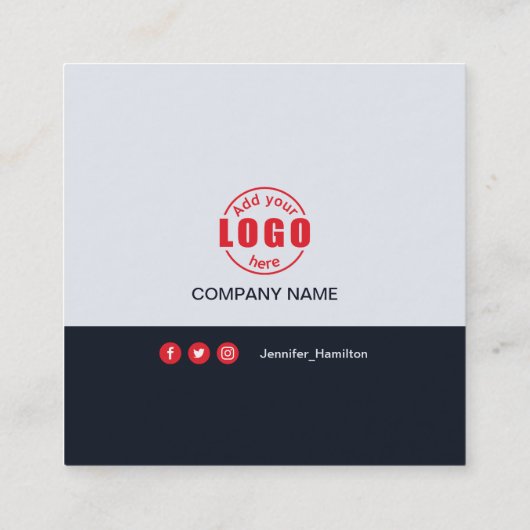 Professioneel zwart rood voeg uw Logo QR-code toe Vierkante Visitekaartje (Achterkant)