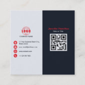 Professioneel zwart rood voeg uw Logo QR-code toe Vierkante Visitekaartje (Voorkant)