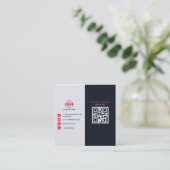 Professioneel zwart rood voeg uw Logo QR-code toe Vierkante Visitekaartje (Staand voorkant)