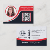 Professioneel zwart rood voeg uw Logo QR-code toe Visitekaartje (Voorkant / Achterkant)
