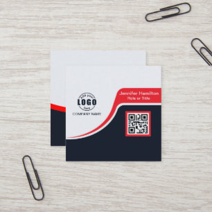 Professioneel zwart Rood voegt uw Logo QR-code Bus Vierkante Visitekaartje
