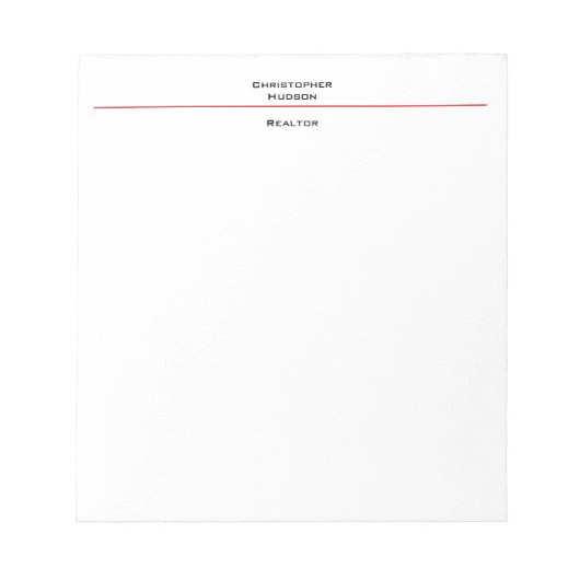 Professioneel Zwart Rood Wit Eenvoudig Notitieblok (Voorkant)